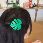 モンステラのヘアアクセ着用画像
